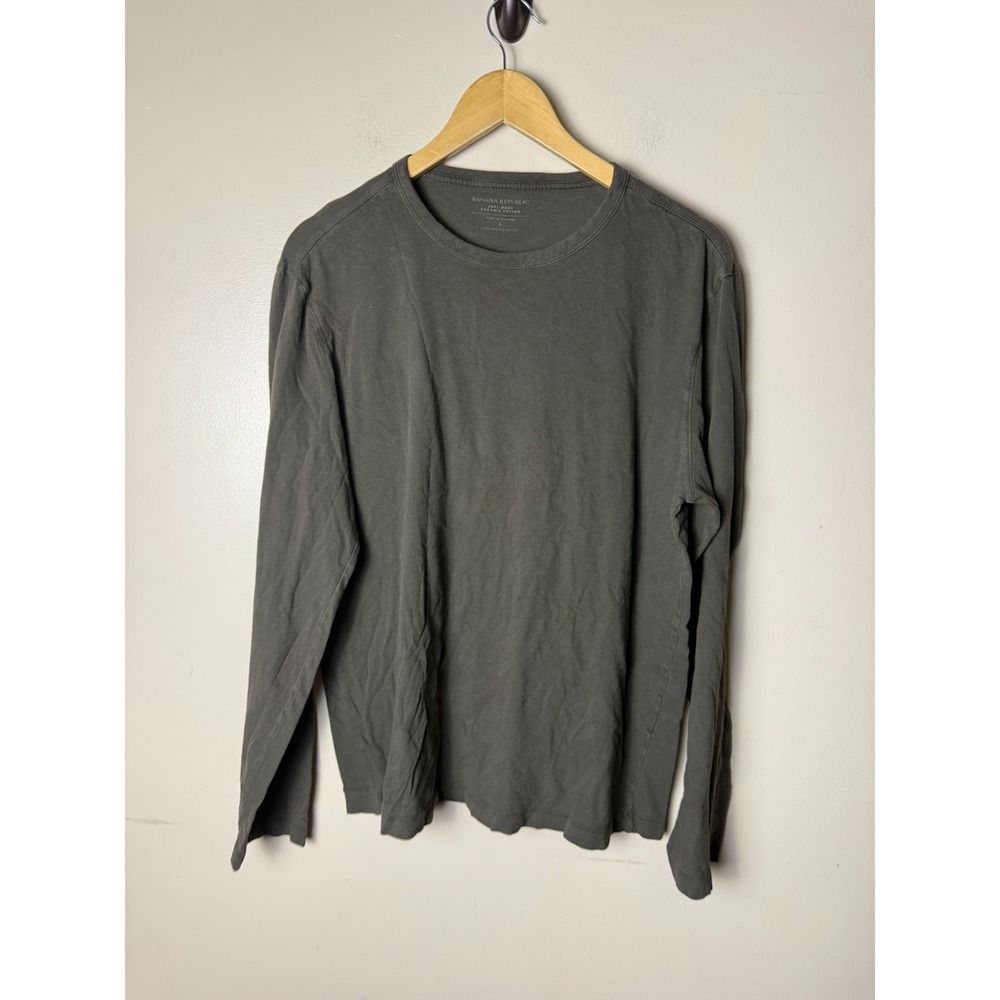 Banana Republic Soft Wash‎ Tee Mens L Green Long Sleeve Crew Neck Shirt